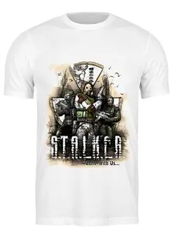 Заказать мужскую футболку в Москве. Футболка классическая сталкер 2 от Max Sima - готовые дизайны и нанесение принтов.