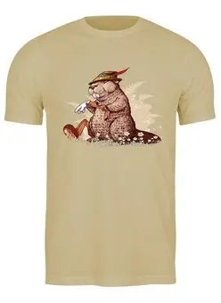 Заказать мужскую футболку в Москве. Футболка классическая Кролик в охотничьей шляпе от ПРИНТЫ ПЕЧАТЬ  - готовые дизайны и нанесение принтов.