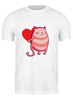 Заказать мужскую футболку в Москве. Футболка классическая Кошечка с сердцем от austmus - готовые дизайны и нанесение принтов.