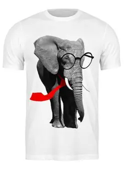 Заказать мужскую футболку в Москве. Футболка классическая Классный Слон от pangeaaffair - готовые дизайны и нанесение принтов.