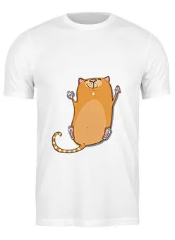 Заказать мужскую футболку в Москве. Футболка классическая Рыжий кот от Lusi - готовые дизайны и нанесение принтов.
