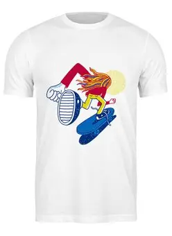 Заказать мужскую футболку в Москве. Футболка классическая скейтбордист от Yaroslava - готовые дизайны и нанесение принтов.