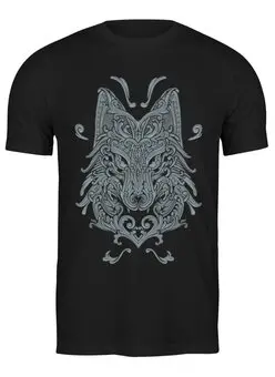 Заказать мужскую футболку в Москве. Футболка классическая Узорный волк от ISliM - готовые дизайны и нанесение принтов.