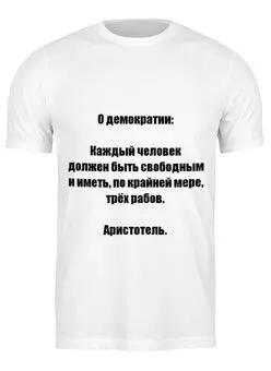 Заказать мужскую футболку в Москве. Футболка классическая Демократия от Виктор Гришин - готовые дизайны и нанесение принтов.