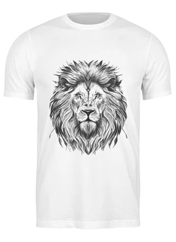 Заказать мужскую футболку в Москве. Футболка классическая Голова льва от Media M  - готовые дизайны и нанесение принтов.