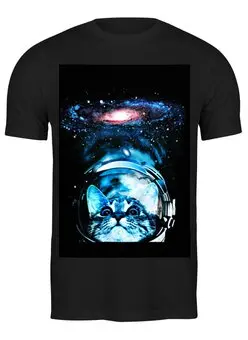 Заказать мужскую футболку в Москве. Футболка классическая  Кот космонавт от THE_NISE  - готовые дизайны и нанесение принтов.