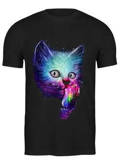 Заказать мужскую футболку в Москве. Футболка классическая Swag cat от Sergio Happy - готовые дизайны и нанесение принтов.