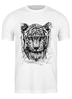 Заказать мужскую футболку в Москве. Футболка классическая Белый тигр от ISliM - готовые дизайны и нанесение принтов.