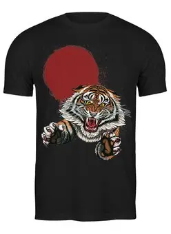 Заказать мужскую футболку в Москве. Футболка классическая Бросок тигра от printik - готовые дизайны и нанесение принтов.
