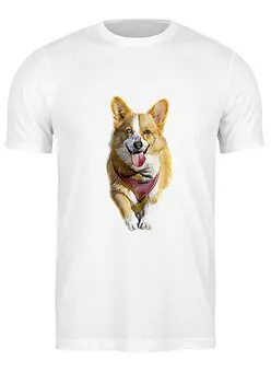 Заказать мужскую футболку в Москве. Футболка классическая Корги собака в очках от ArtemLC - готовые дизайны и нанесение принтов.