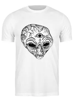 Заказать мужскую футболку в Москве. Футболка классическая Инопланетянин от VeronikaS - готовые дизайны и нанесение принтов.
