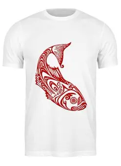 Заказать мужскую футболку в Москве. Футболка классическая рыба стилизованная от alik6464@mail.ru - готовые дизайны и нанесение принтов.