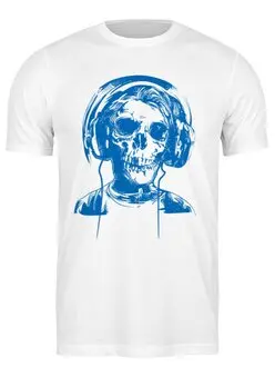 Заказать мужскую футболку в Москве. Футболка классическая I love music (череп в наушниках) от vphone - готовые дизайны и нанесение принтов.