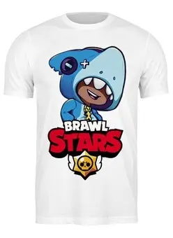 Заказать мужскую футболку в Москве. Футболка классическая Brawl Stars Leon Shark от weeert - готовые дизайны и нанесение принтов.