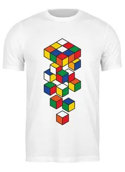 Заказать мужскую футболку в Москве. Футболка классическая Кубик Рубика от Yaroslava - готовые дизайны и нанесение принтов.