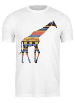 Заказать мужскую футболку в Москве. Футболка классическая Жираф от BeliySlon - готовые дизайны и нанесение принтов.