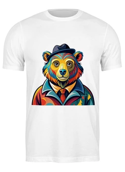 Заказать мужскую футболку в Москве. Футболка классическая Медведь в стиле Пикассо  от sofiabraunarts@gmail.com - готовые дизайны и нанесение принтов.
