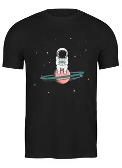 Заказать мужскую футболку в Москве. Футболка классическая Космонавт на Сатурне от MariYang  - готовые дизайны и нанесение принтов.