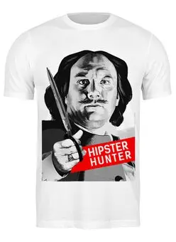 Заказать мужскую футболку в Москве. Футболка классическая Hipster Hunter  от Design Ministry - готовые дизайны и нанесение принтов.