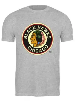 Заказать мужскую футболку в Москве. Футболка классическая Chicago Black Hawks / NHL USA от KinoArt - готовые дизайны и нанесение принтов.
