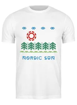 Заказать мужскую футболку в Москве. Футболка классическая Nordic Sun от white_irbis - готовые дизайны и нанесение принтов.