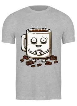 Заказать мужскую футболку в Москве. Футболка классическая Кофе (Coffee) от Yaroslava - готовые дизайны и нанесение принтов.