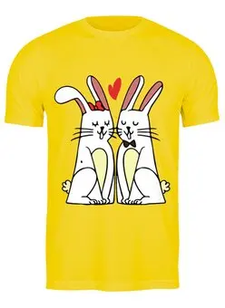 Заказать мужскую футболку в Москве. Футболка классическая Влюблённые  кролики от icase - готовые дизайны и нанесение принтов.