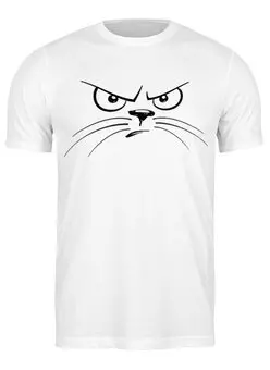 Заказать мужскую футболку в Москве. Футболка классическая Злой кот от kirkinpuzel666@yandex.ru - готовые дизайны и нанесение принтов.