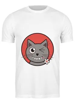 Заказать мужскую футболку в Москве. Футболка классическая забавный кот от hideo_kojima - готовые дизайны и нанесение принтов.