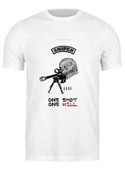 Заказать мужскую футболку в Москве. Футболка классическая Снайпер от Leichenwagen - готовые дизайны и нанесение принтов.