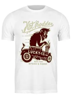 Заказать мужскую футболку в Москве. Футболка классическая Lucky 13 от Kostya  - готовые дизайны и нанесение принтов.