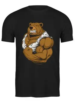 Заказать мужскую футболку в Москве. Футболка классическая Медведь качок от T-shirt print  - готовые дизайны и нанесение принтов.