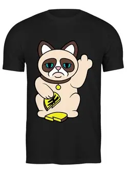 Заказать мужскую футболку в Москве. Футболка классическая Grumpy cat от Amerikanka - готовые дизайны и нанесение принтов.