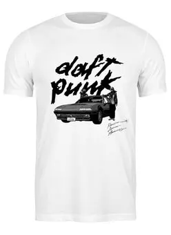 Заказать мужскую футболку в Москве. Футболка классическая Daft Punk  от cherdantcev - готовые дизайны и нанесение принтов.