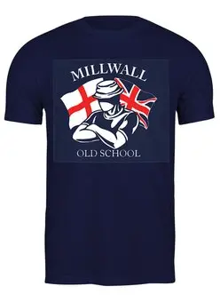 Заказать мужскую футболку в Москве. Футболка классическая Miillwall Old School от Millwall Supporters Club Russia - готовые дизайны и нанесение принтов.