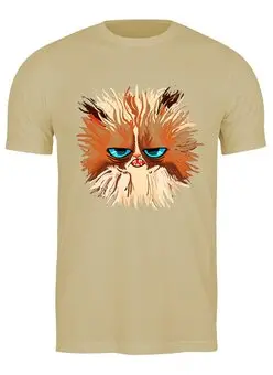 Заказать мужскую футболку в Москве. Футболка классическая Угрюмый котяра. от Print design  - готовые дизайны и нанесение принтов.