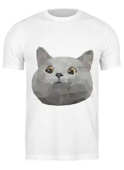 Заказать мужскую футболку в Москве. Футболка классическая Удивленный кот от Mary_F  - готовые дизайны и нанесение принтов.