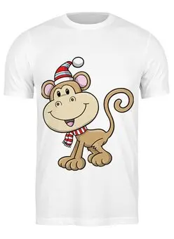 Заказать мужскую футболку в Москве. Футболка классическая обезьяна новый год от Amerikanka - готовые дизайны и нанесение принтов.