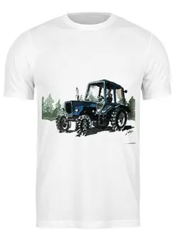 Заказать мужскую футболку в Москве. Футболка классическая "трактор" от михаила доманова от miks - готовые дизайны и нанесение принтов.