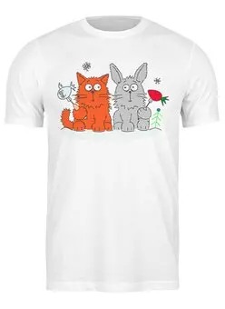 Заказать мужскую футболку в Москве. Футболка классическая Кот и кролик от aniramasatosi@gmail.com - готовые дизайны и нанесение принтов.