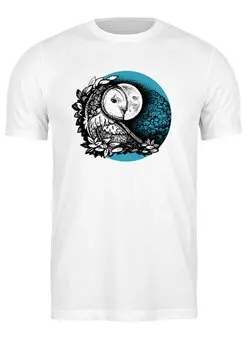 Заказать мужскую футболку в Москве. Футболка классическая Сова и Луна от Yulla Yullapa - готовые дизайны и нанесение принтов.