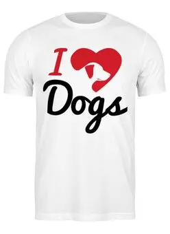 Заказать мужскую футболку в Москве. Футболка классическая Я люблю Собак от trugift - готовые дизайны и нанесение принтов.
