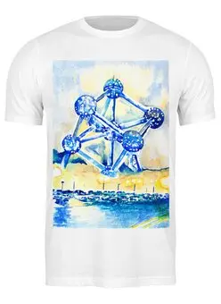 Заказать мужскую футболку в Москве. Футболка классическая Атомиум от artoutloop - готовые дизайны и нанесение принтов.