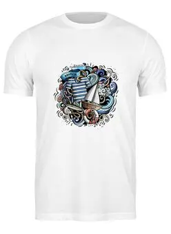 Заказать мужскую футболку в Москве. Футболка классическая Моряк от THE_NISE  - готовые дизайны и нанесение принтов.