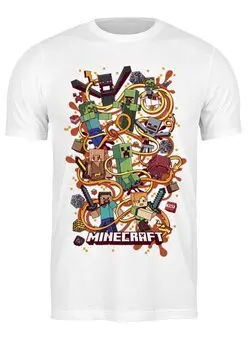 Заказать мужскую футболку в Москве. Футболка классическая Minecraft от PrintGamer  - готовые дизайны и нанесение принтов.