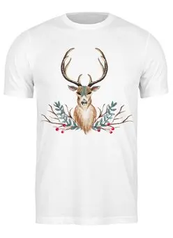 Заказать мужскую футболку в Москве. Футболка классическая Deer (олень) от Илья Щеблецов - готовые дизайны и нанесение принтов.