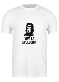 Заказать мужскую футболку в Москве. Футболка классическая Viva La Evolution от Fedor - готовые дизайны и нанесение принтов.