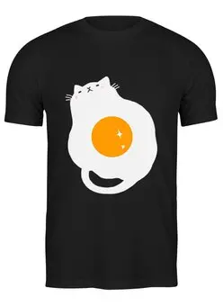 Заказать мужскую футболку в Москве. Футболка классическая Кот - жареное яйцо от Yaroslava - готовые дизайны и нанесение принтов.