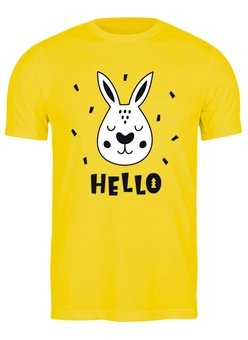 Заказать мужскую футболку в Москве. Футболка классическая Привет кролик от skynatural - готовые дизайны и нанесение принтов.