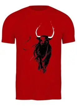 Заказать мужскую футболку в Москве. Футболка классическая Боевой бык от printik - готовые дизайны и нанесение принтов.